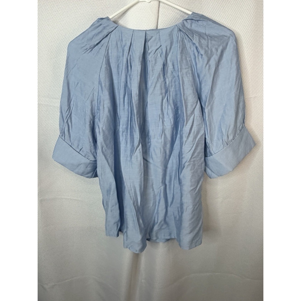 Women Blue Short Sleeve Blouse L